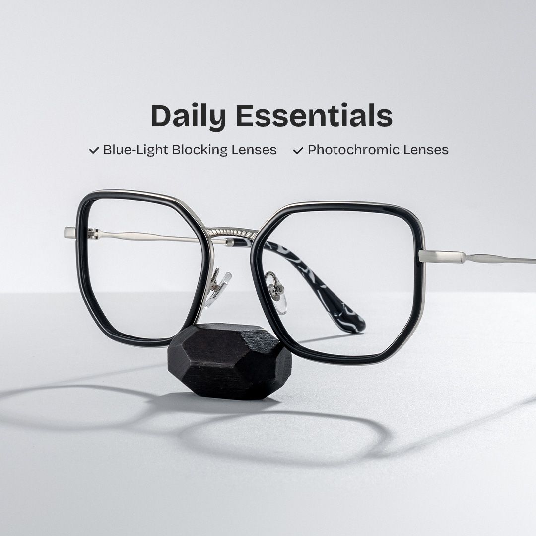 Levi Eyeglasses in Geometric Black Frame | Zeelool0