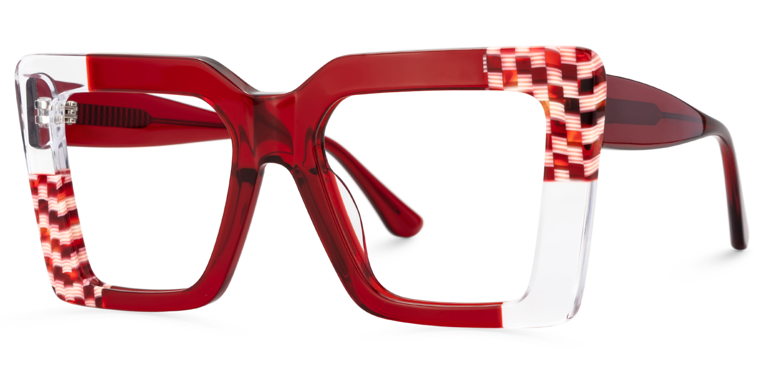 Shamika Big Red Frame Glasses with Rectangle Frames | ZEELOOL Canada1