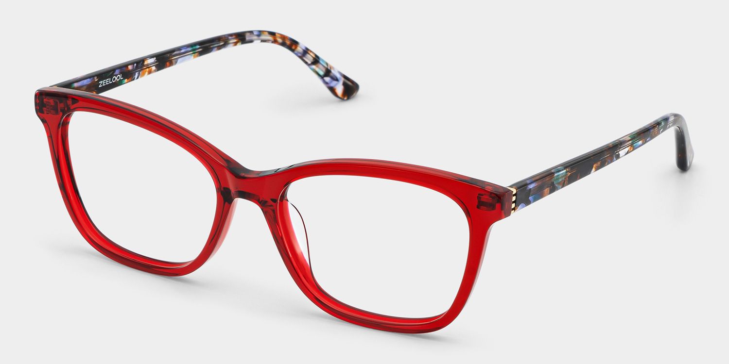 Bella Gardening Red Floral Rectangle Acetate Glasses | ZEELOOL2