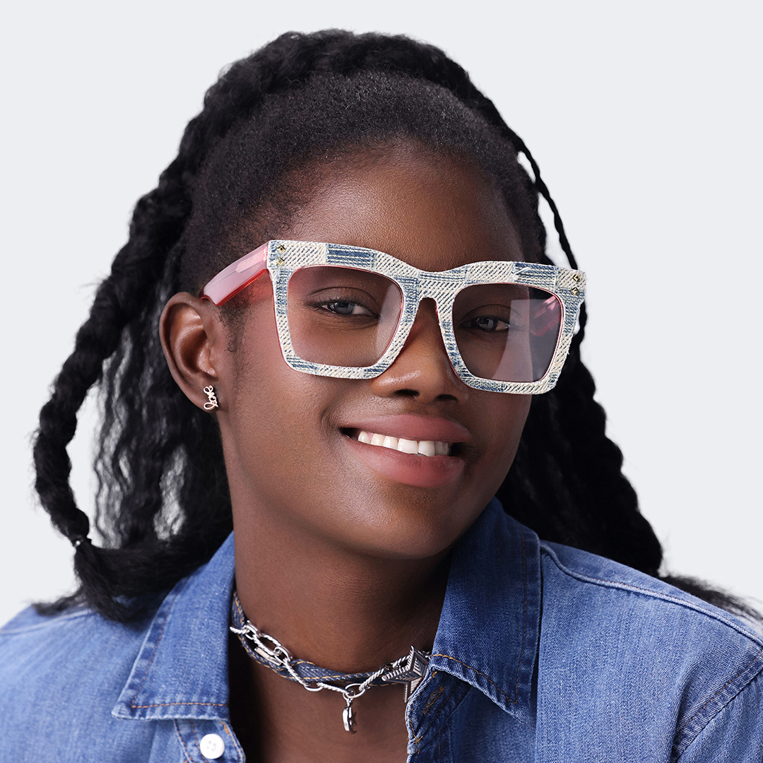 Porsha Square Blue White Glasses5