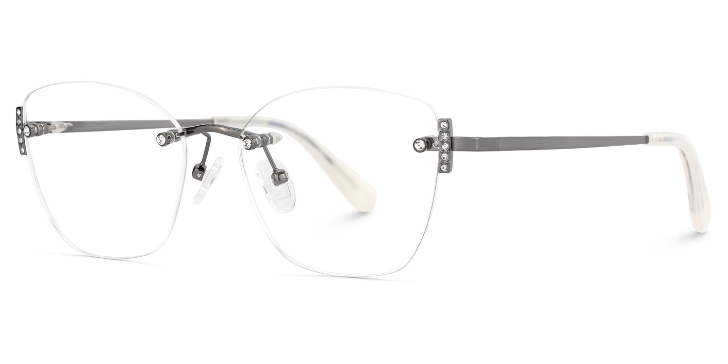 Silver Rectangle Jaxon Glasses with Rimless | ZEELOOL Canada3