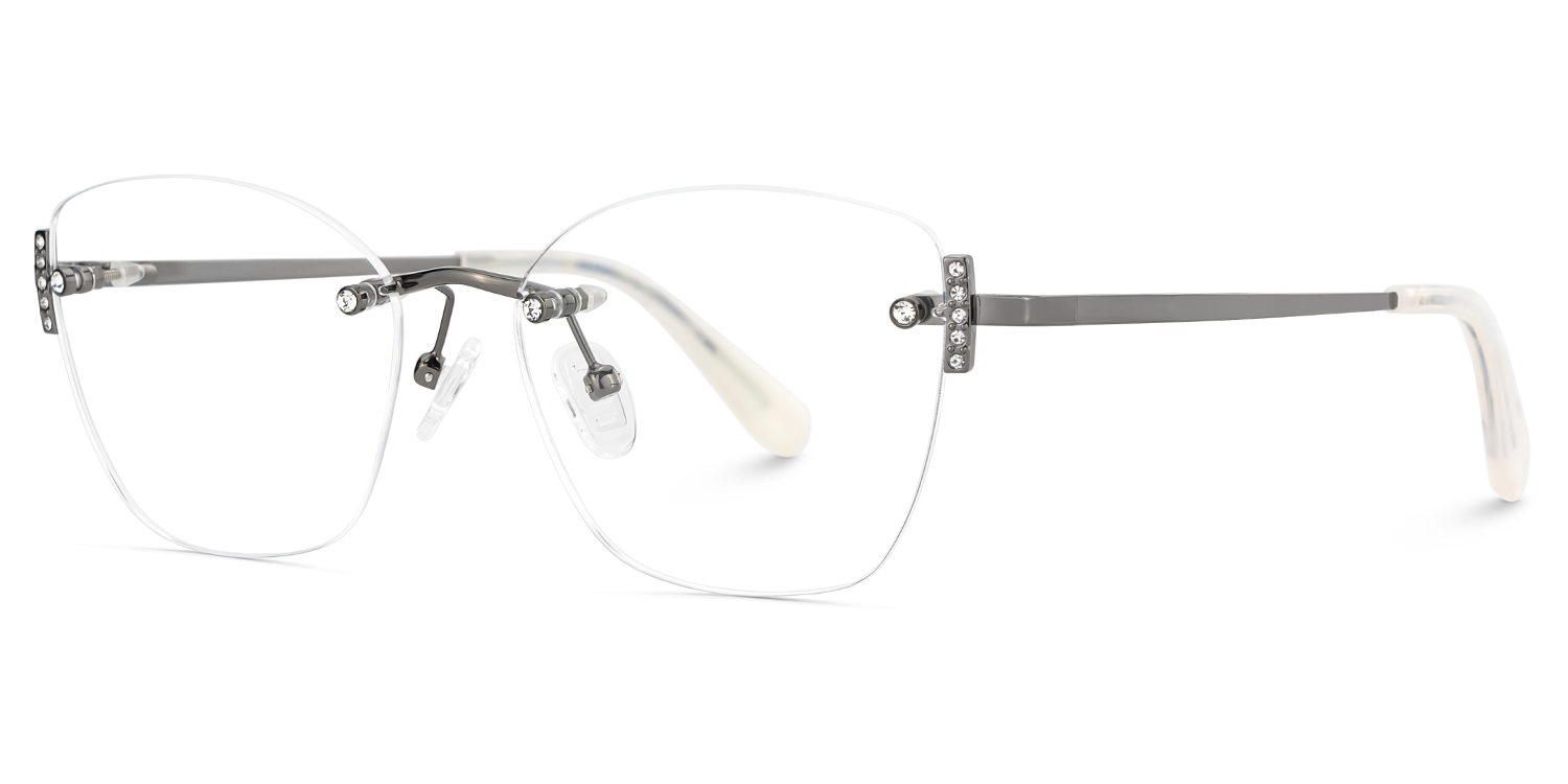 Silver Rectangle Jaxon Glasses with Rimless | ZEELOOL Canada3