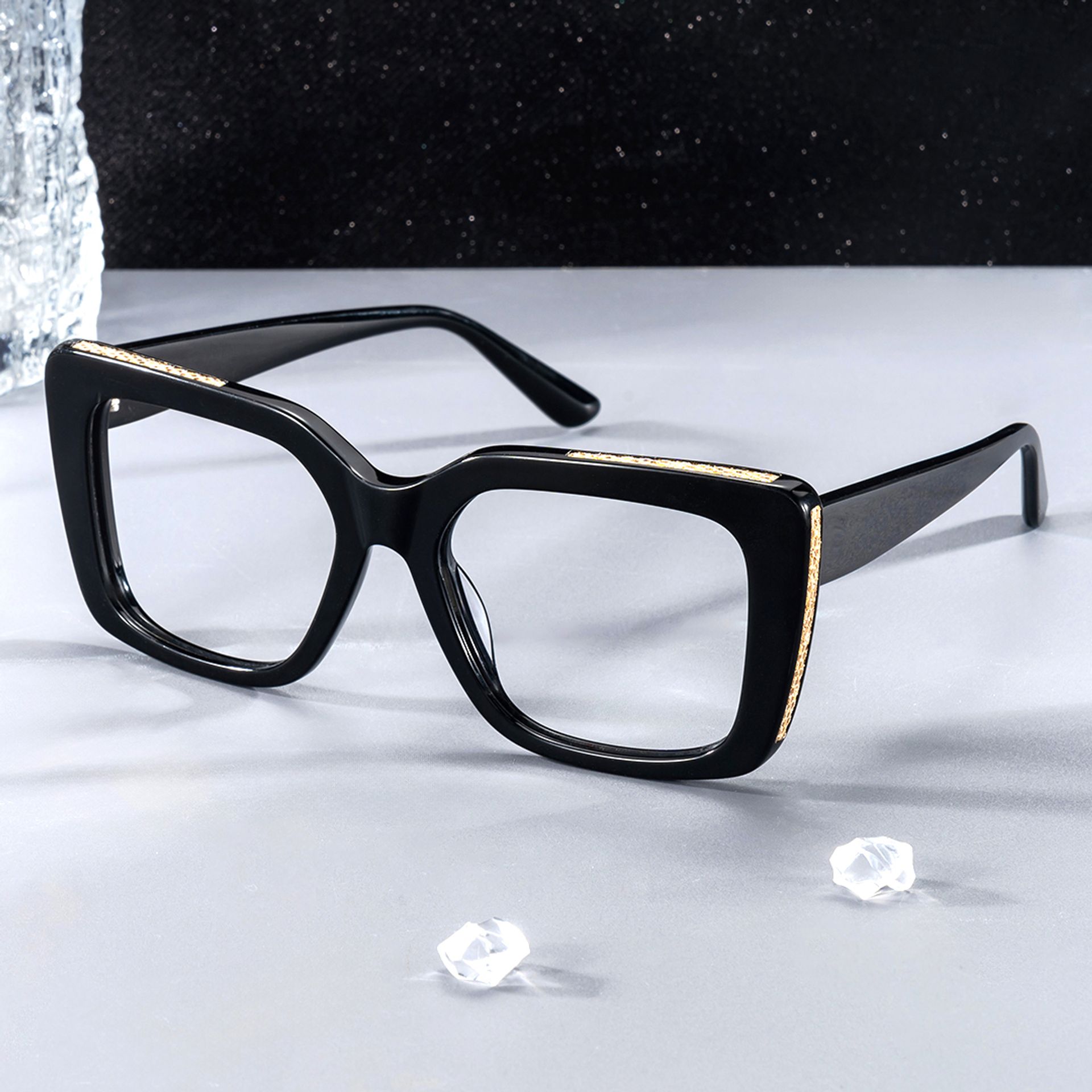 Black Rectangle Glasses Frames Maynard Glasses with Full-Frame | ZEELOOL Canada0