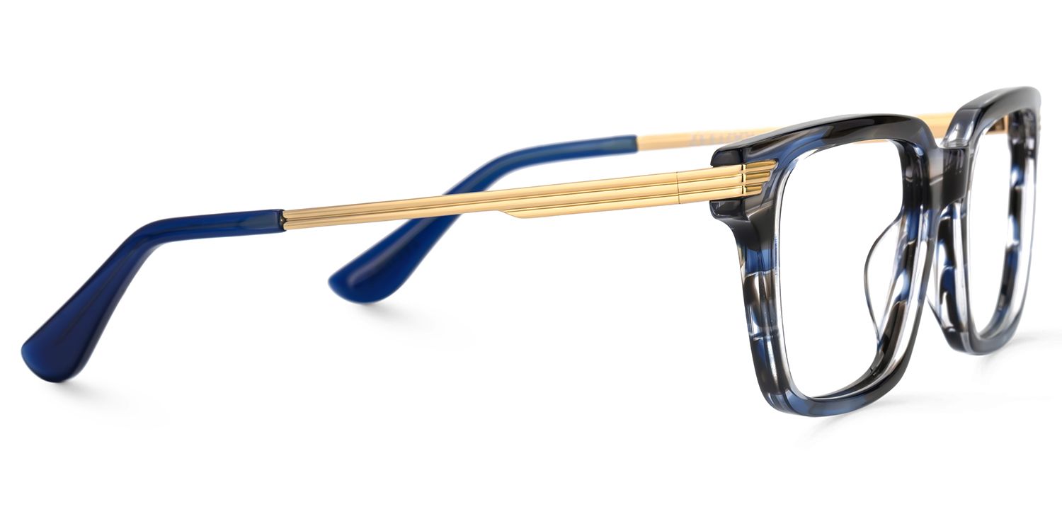 Blue Rectangle Eyeglasses With Metal Arms4