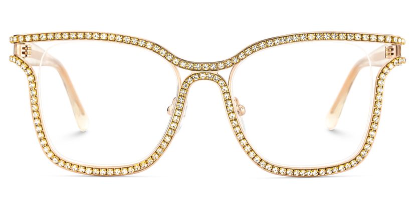 Shine Square Gold White Glasses