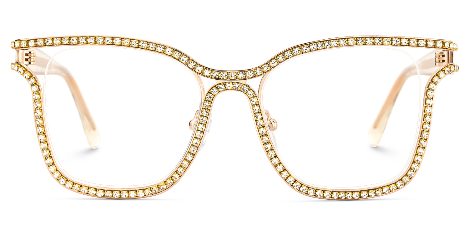 Shine Square Gold White Glasses1