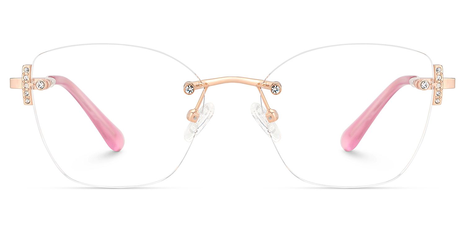Pink Rectangle Jaxon Eyeglasses with Rimless | ZEELOOL Canada1
