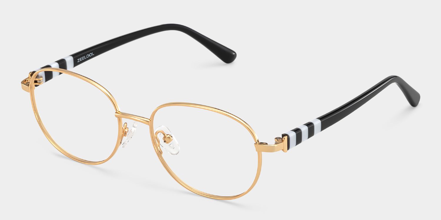Willa Oval Gold Frame Eyeglasses for Woman| ZEELOOL Canada3