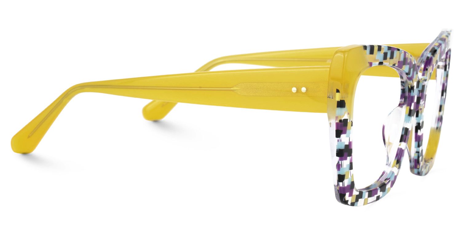 Females Square Vivian Multicolor Checkered Glasses3