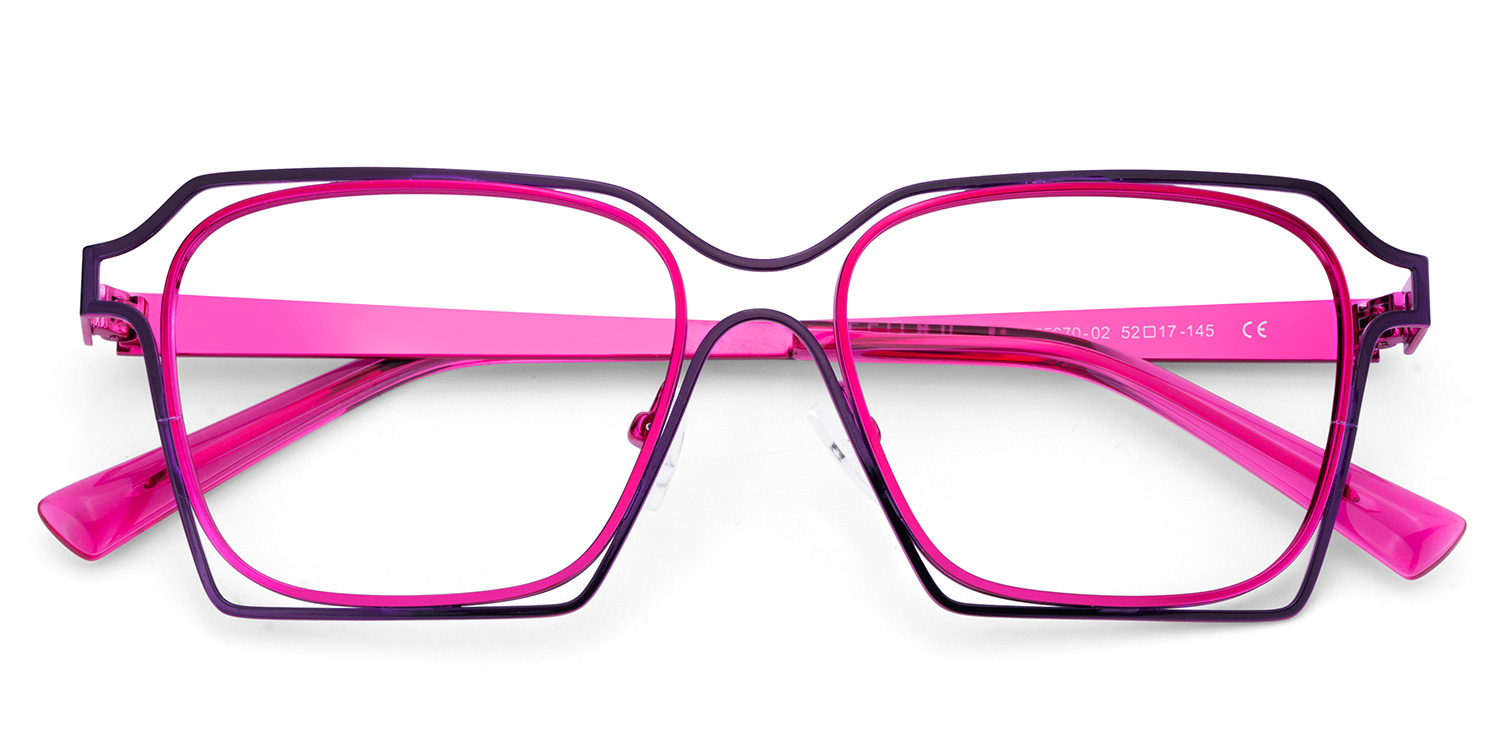 Foday Purple Metal Frame Glasses With Geometric Shape2
