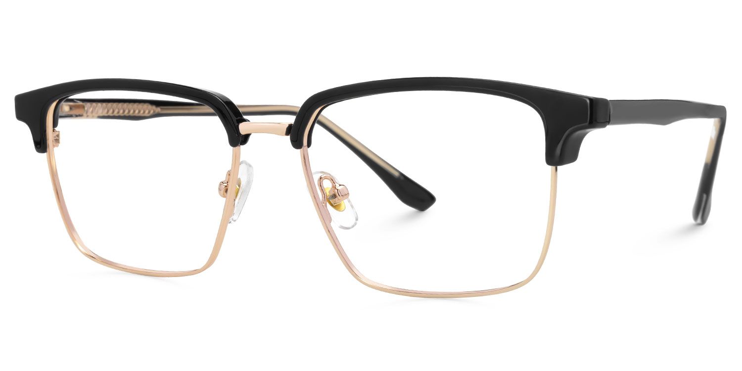 Adjustable Nose Pads Booker Eyeglasses, Booker Black-Gold Glasses -Zeelool3