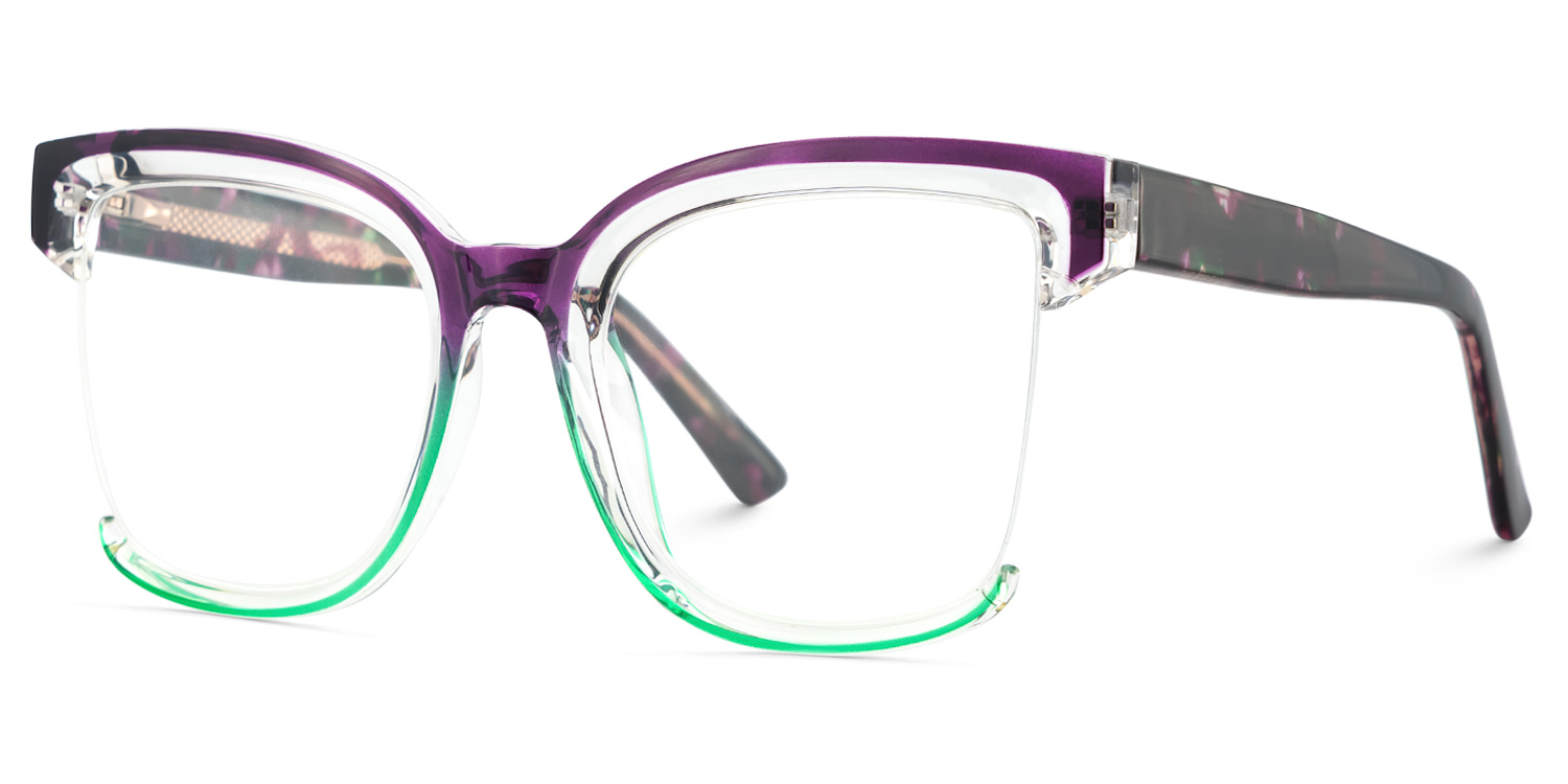 Square Cadogan Purple-Green Frame Glasses | Zeelool3