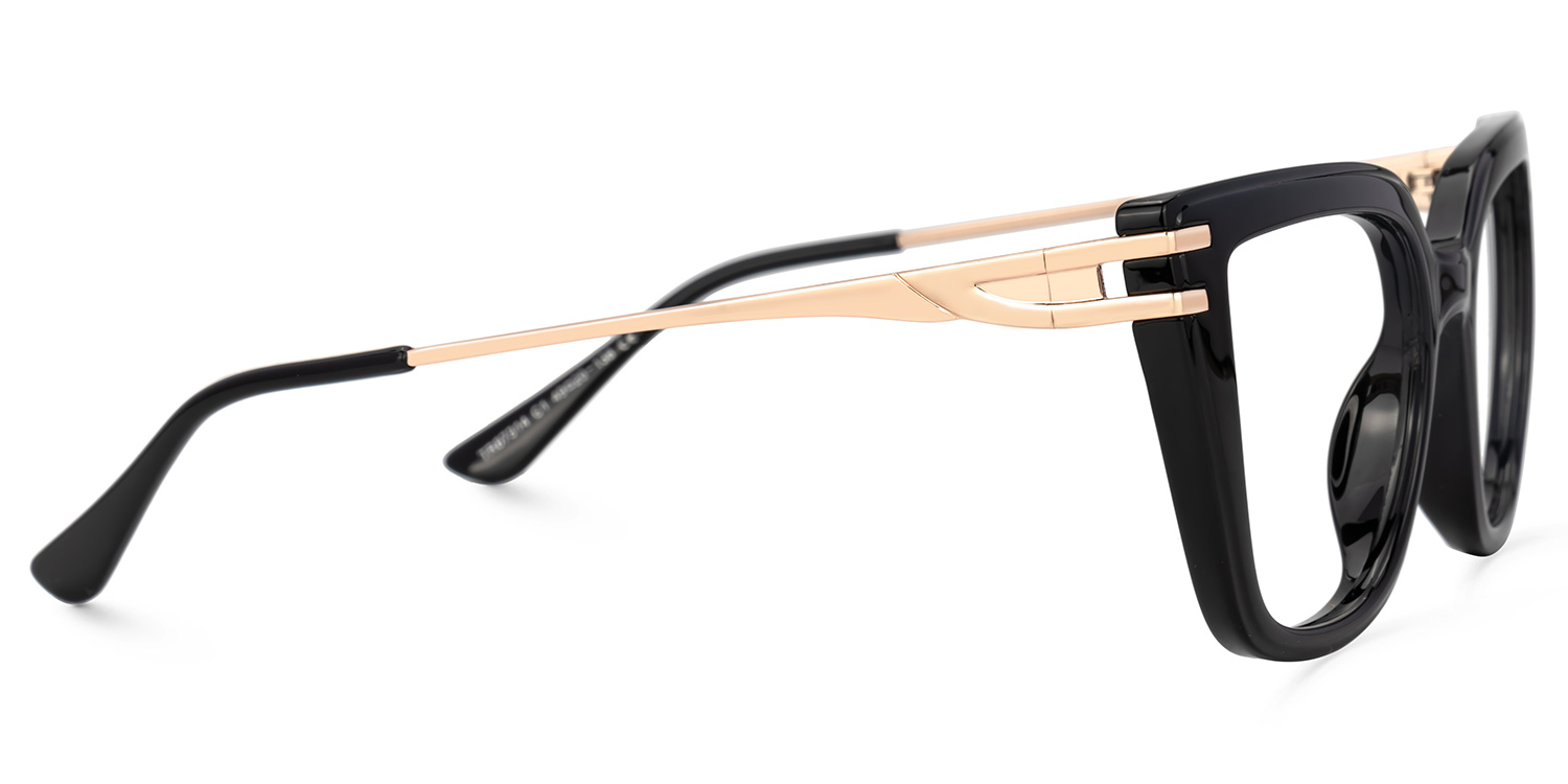 Roxane Black Horn Rimmed Glasses with Square Design2