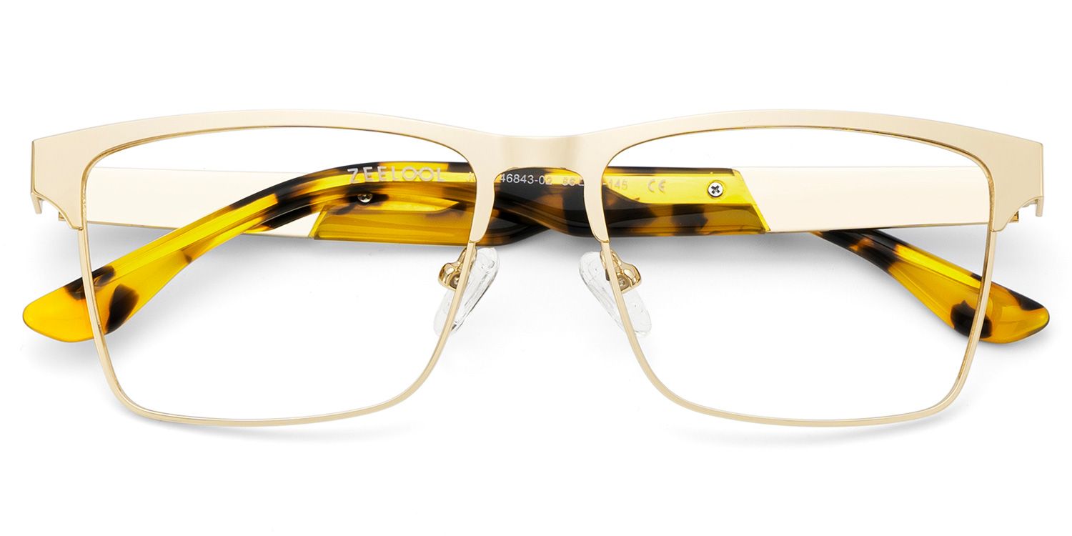 Jasper Eyeglasses in Browline Gold Frame | ZEELOOL Canada2