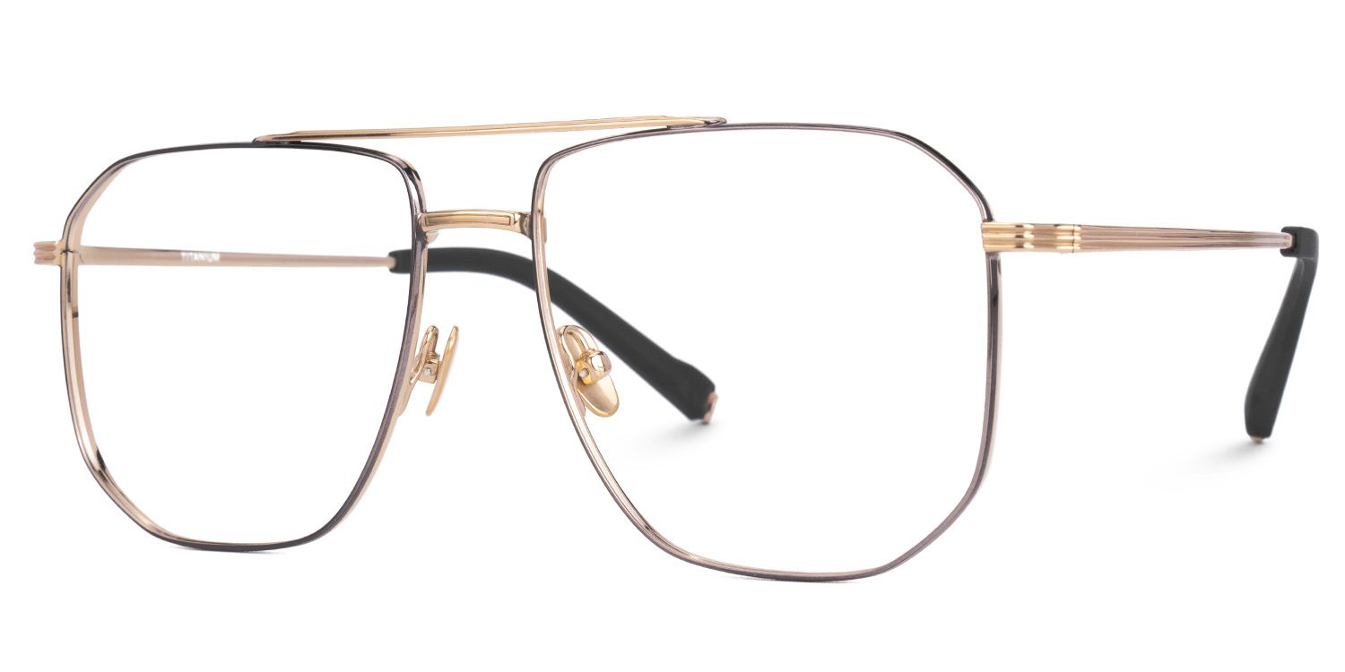 Aqua Titanium Black Gold Frame Glasses with Aviator Shape | ZEELOOL Canada1