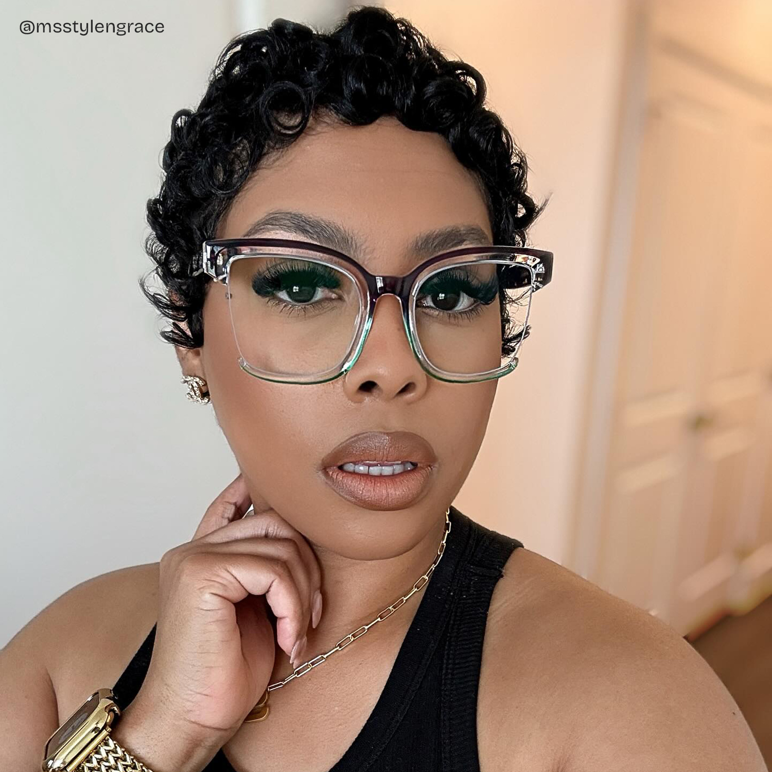 Square Cadogan Purple-Green Frame Glasses | Zeelool6
