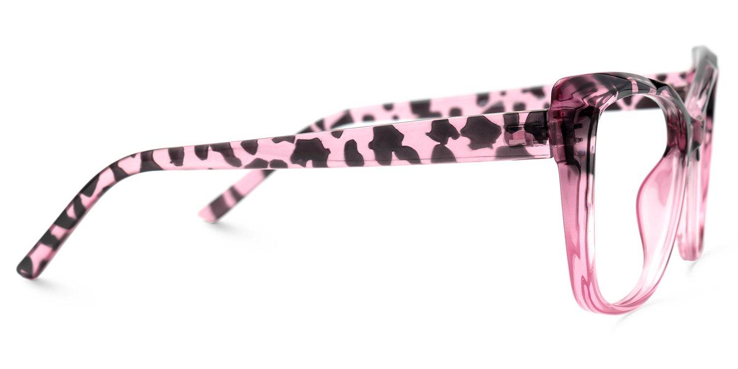 Square Farris Pink Transparent Frame -Zeelool Glasses2