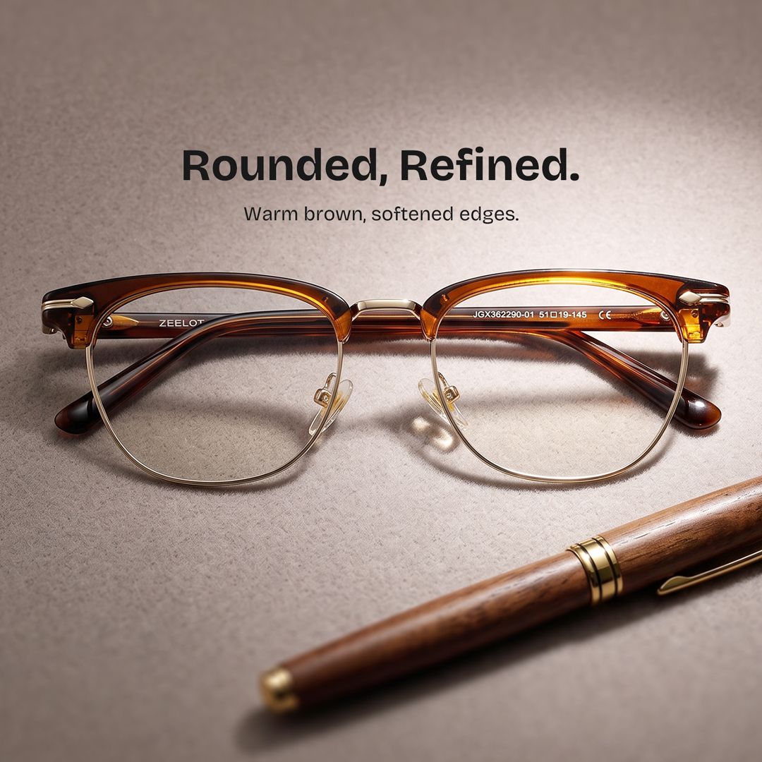 Capri Brown Browline Frame Glasses in Retro Style | ZEELOOL0