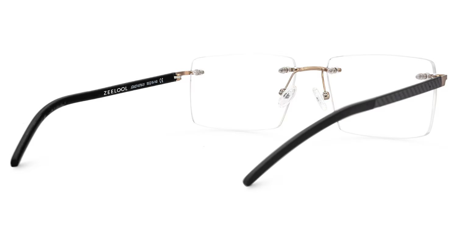 Halstead Rectangle Black Rimless Glasses | ZEELOOL Canada3