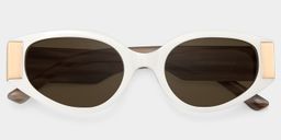 Havana Cat eye White Polarized Sunglasses1