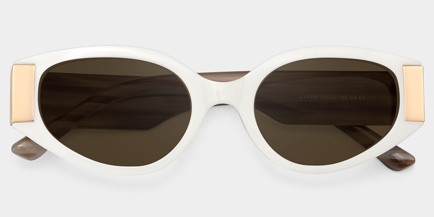 Havana white Frame Polarized Sunglasses with cat-eye Style Online | ZEELOOL Canada1