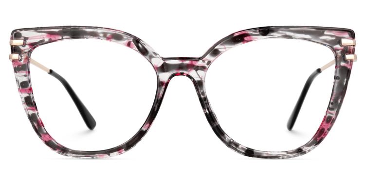 Fillery Cateye Pink-Floral Transparent Glasses