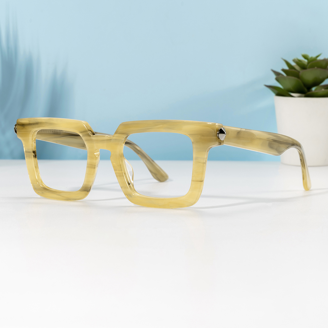 Ruthann Eco Acetate Mustard Yellow Glasses Frames Men's | ZEELOOL Canada0