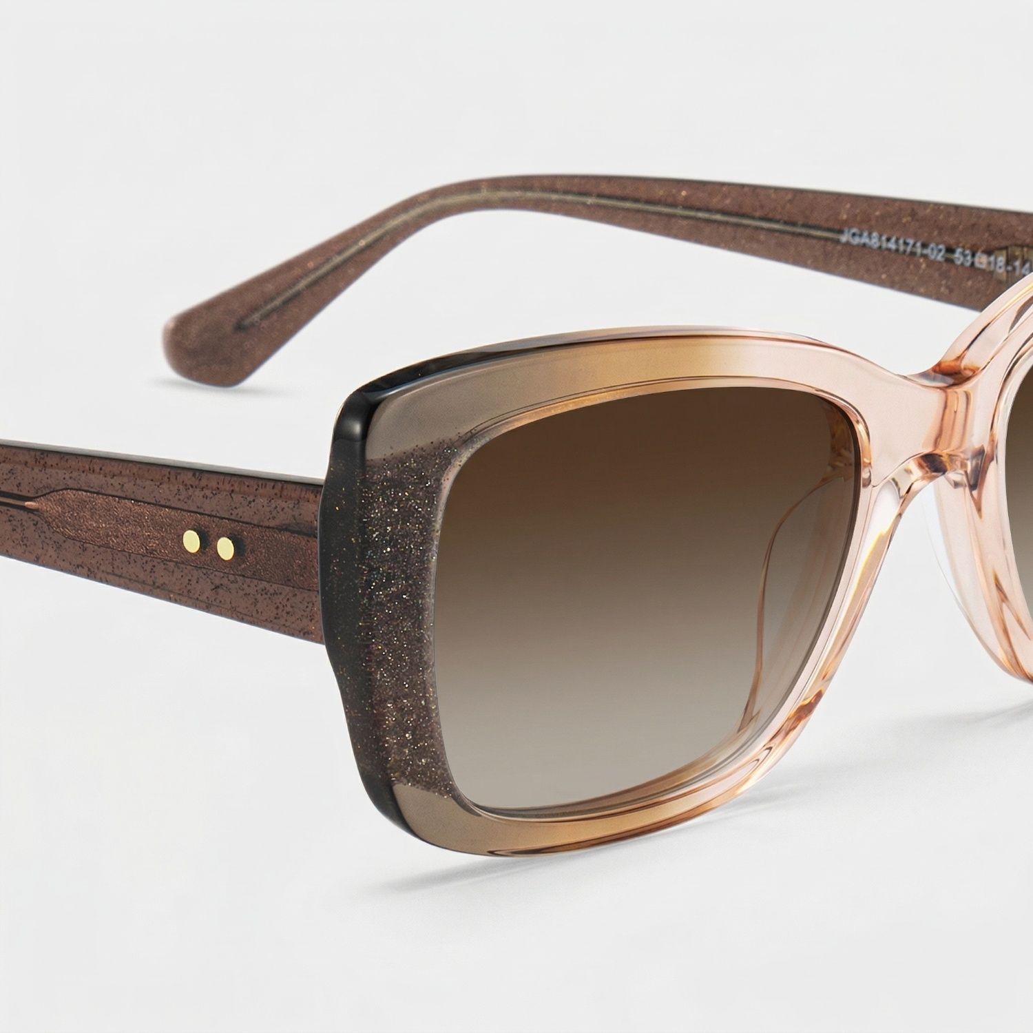 Leona Rectangle Brown Omber Glasses with Glittering Powder | ZEELOOL4