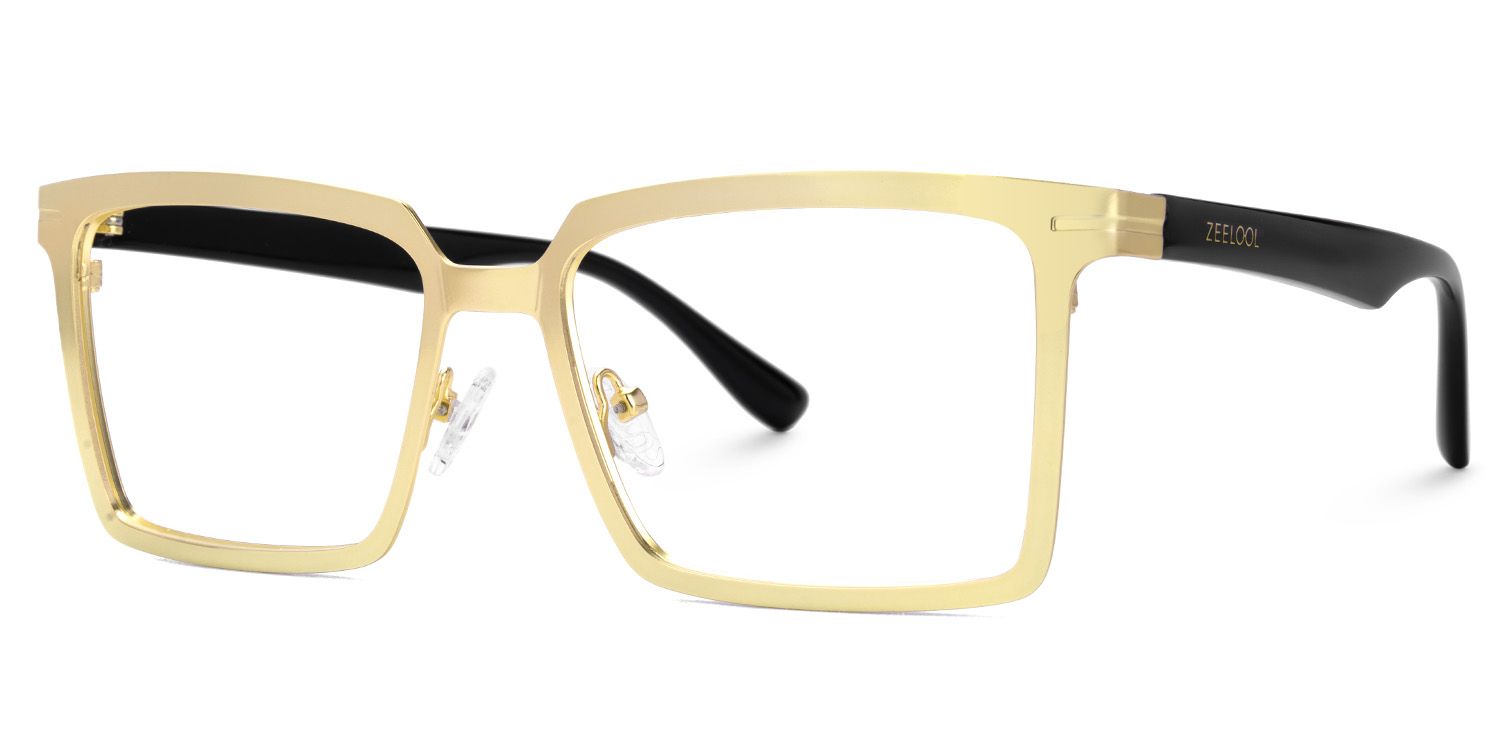 Sharma Rectangle Gold Color Metal Frame Eyeglasses For Men1
