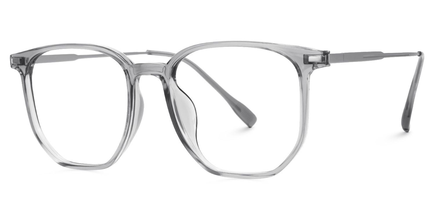Bianca Mixed-Materials Geometric Gray Frame Glasses | ZEELOOL Canada1