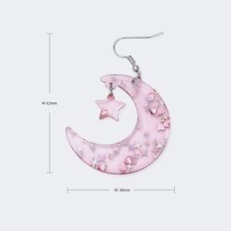 Pretty Shiny Pink Moon With Shiny Star Earrings2