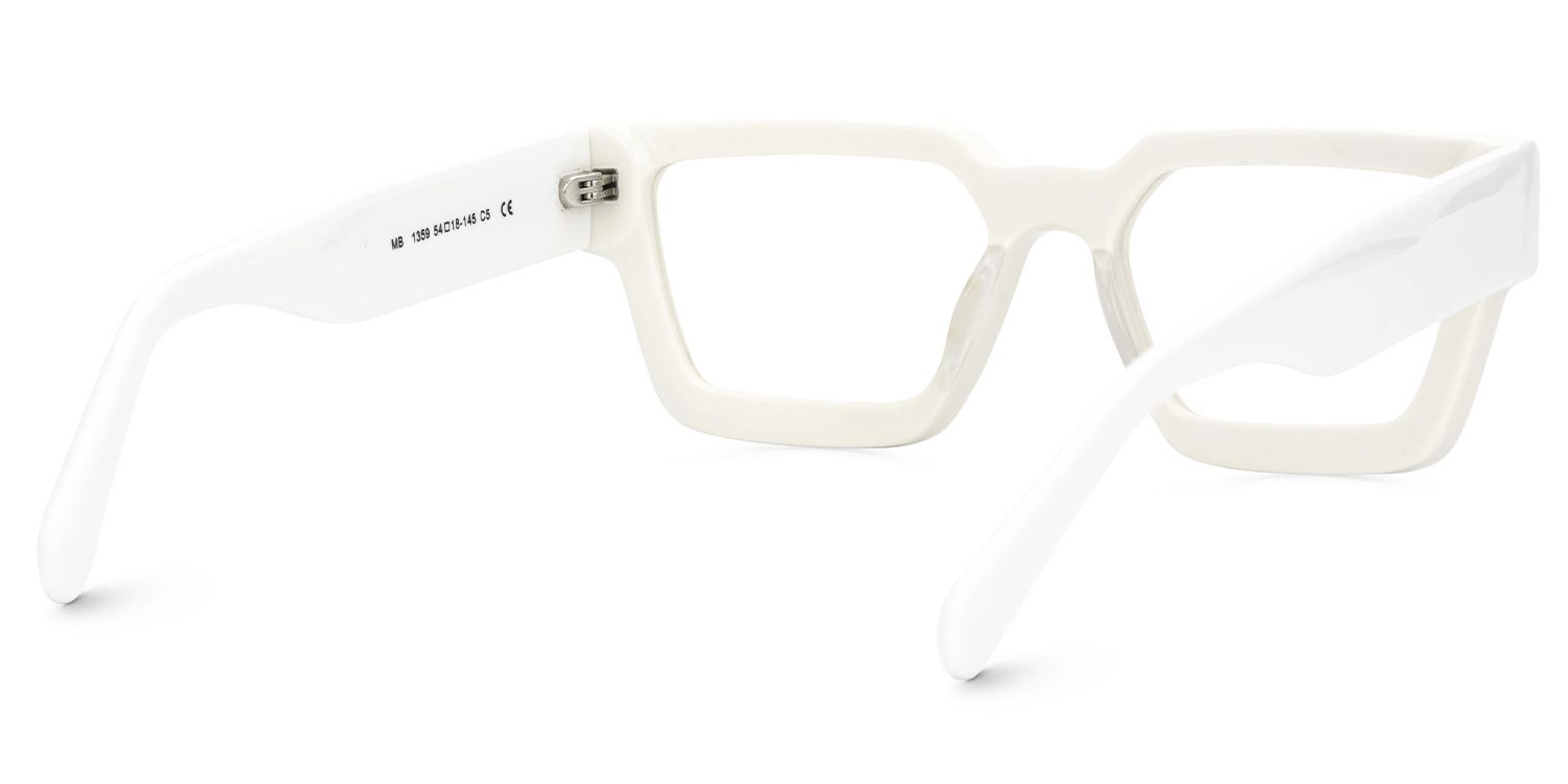 Gabriela Acetate Rectangle White Frame Glasses | ZEELOOL Canada3