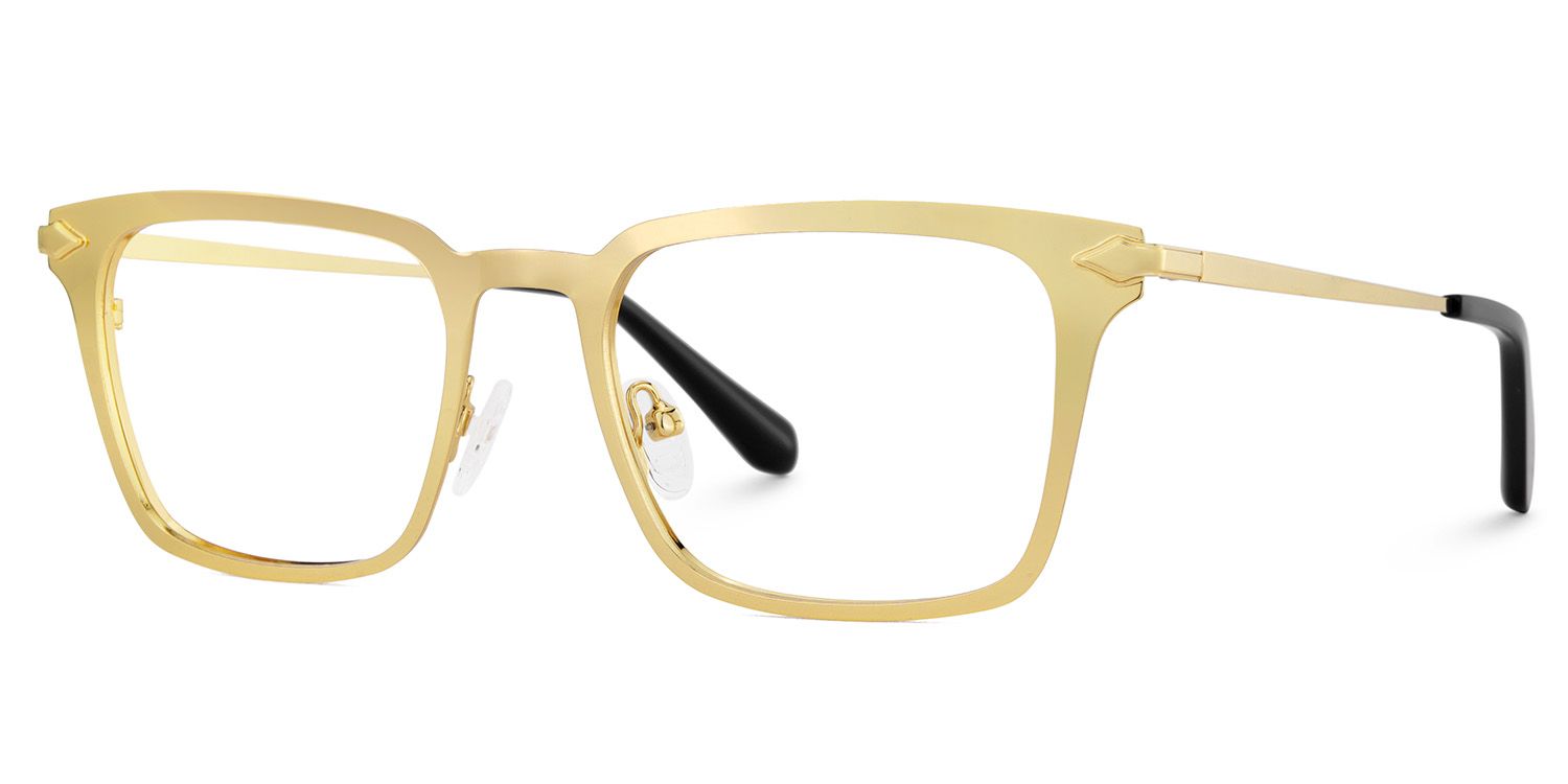 Gold Metal Frame Glasses With a Rectangle Shape3