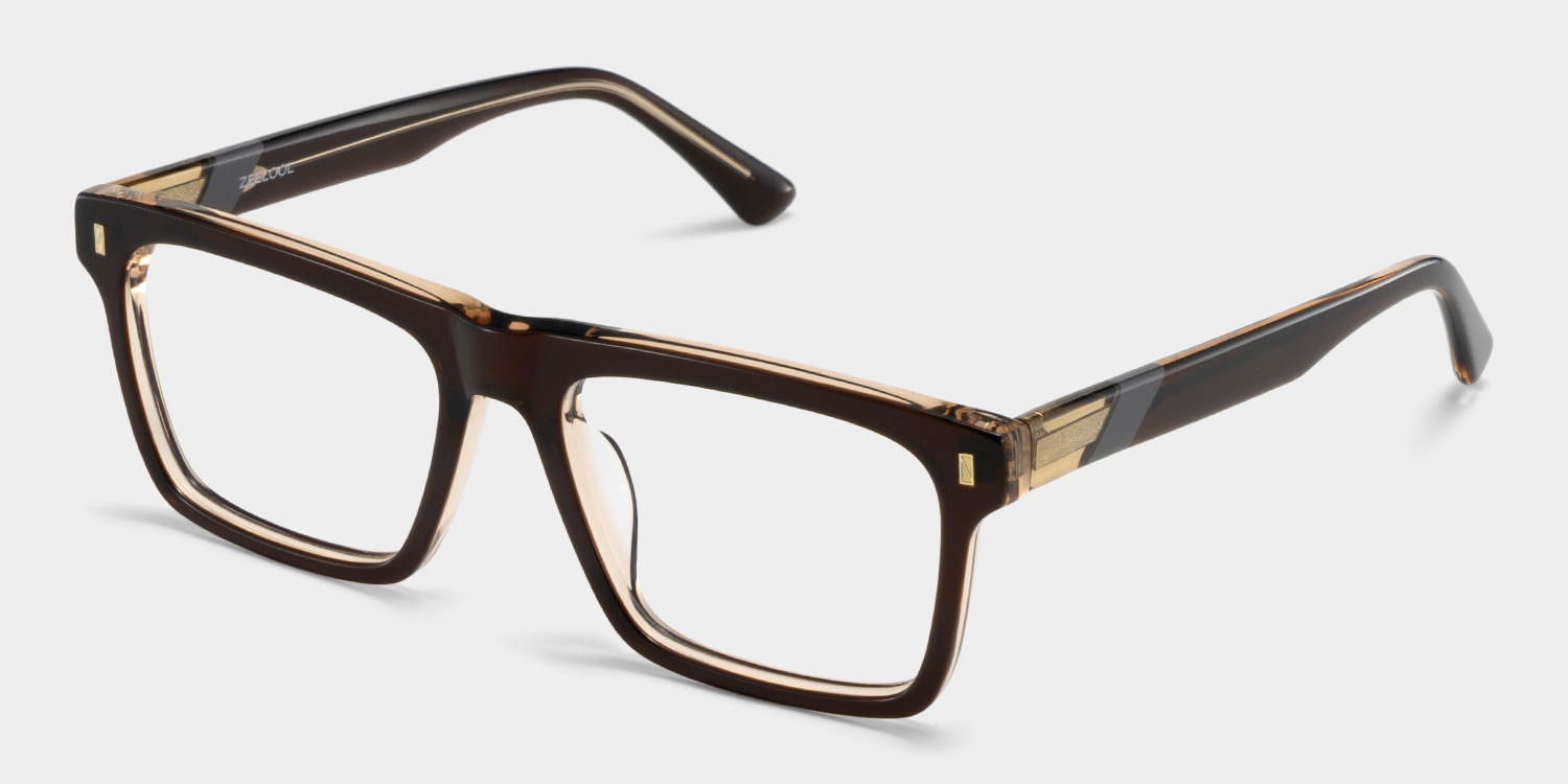 Rectangle Brown Eyeglasses- Henry Acetate Frame Glasses2