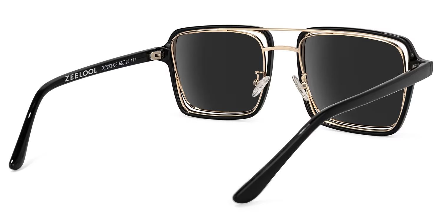 Nellie Black-Gold Aviator Sunglasses to Frame Your Face | ZEELOOL CA4