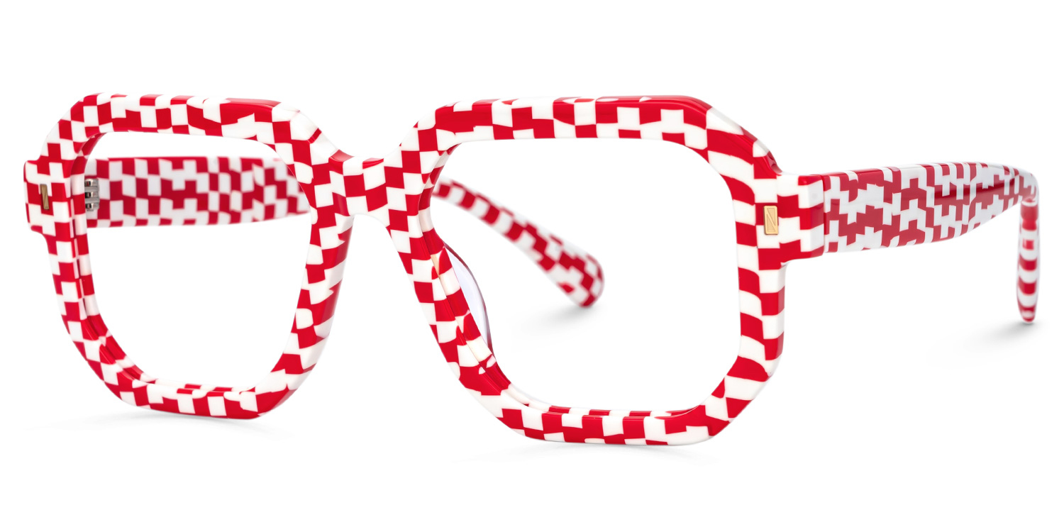 Joeann Red Geometric Designer Eyeglasses1