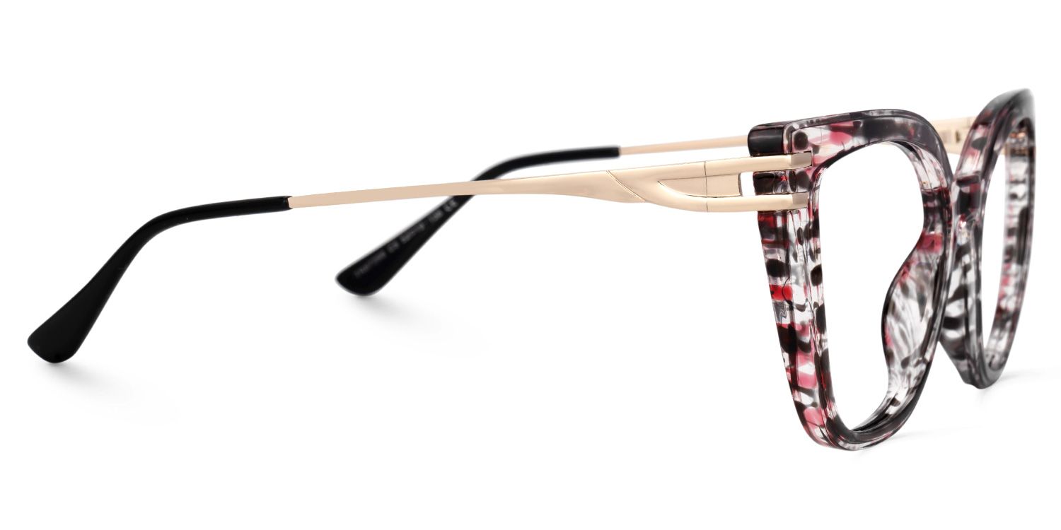 Fillery Transparent Pink-Floral Cateye Frame Glasses2