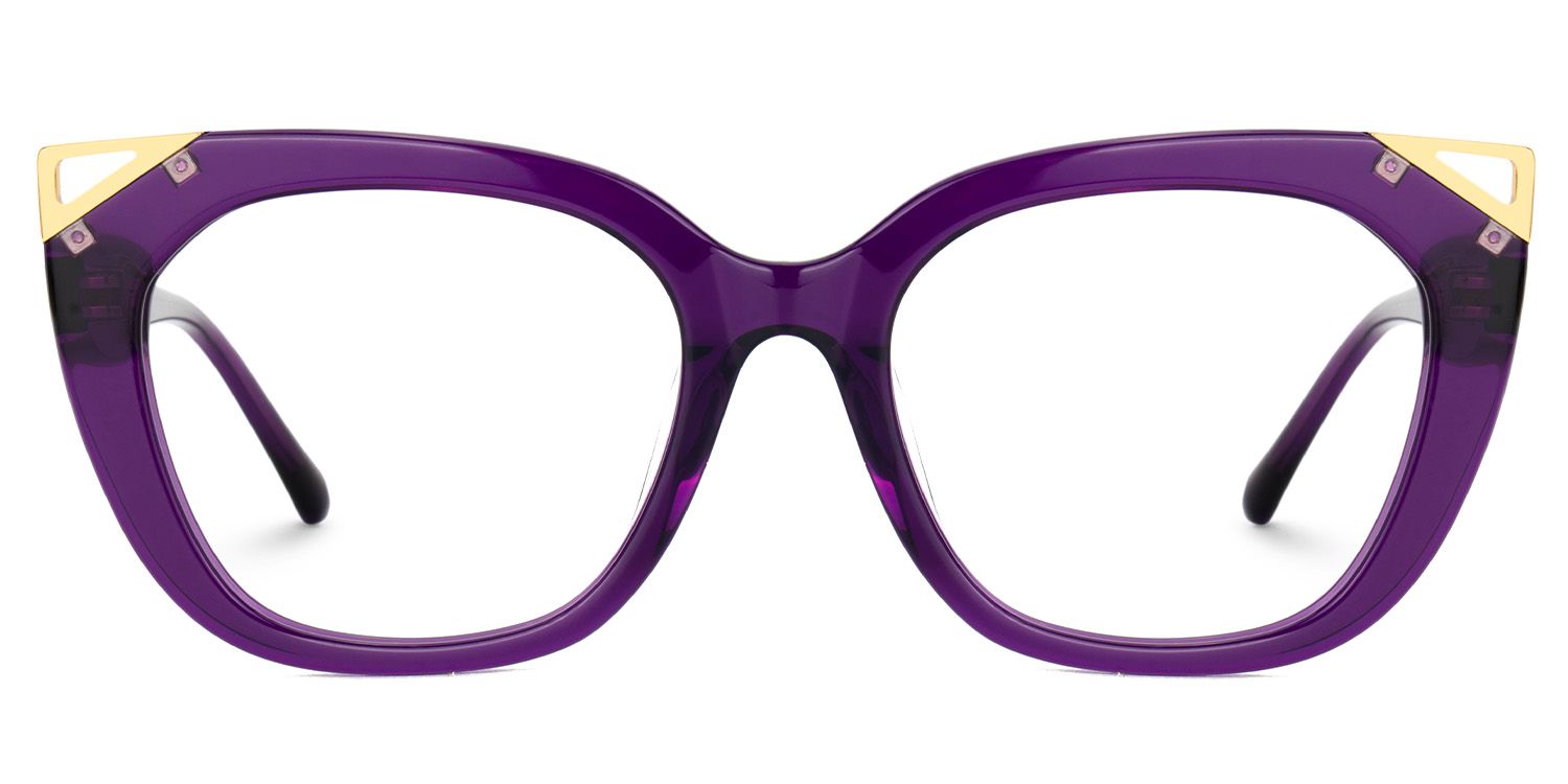 Hellena Cateye Clear Purple Glasses Frames for Ladies | ZEELOOL Canada0