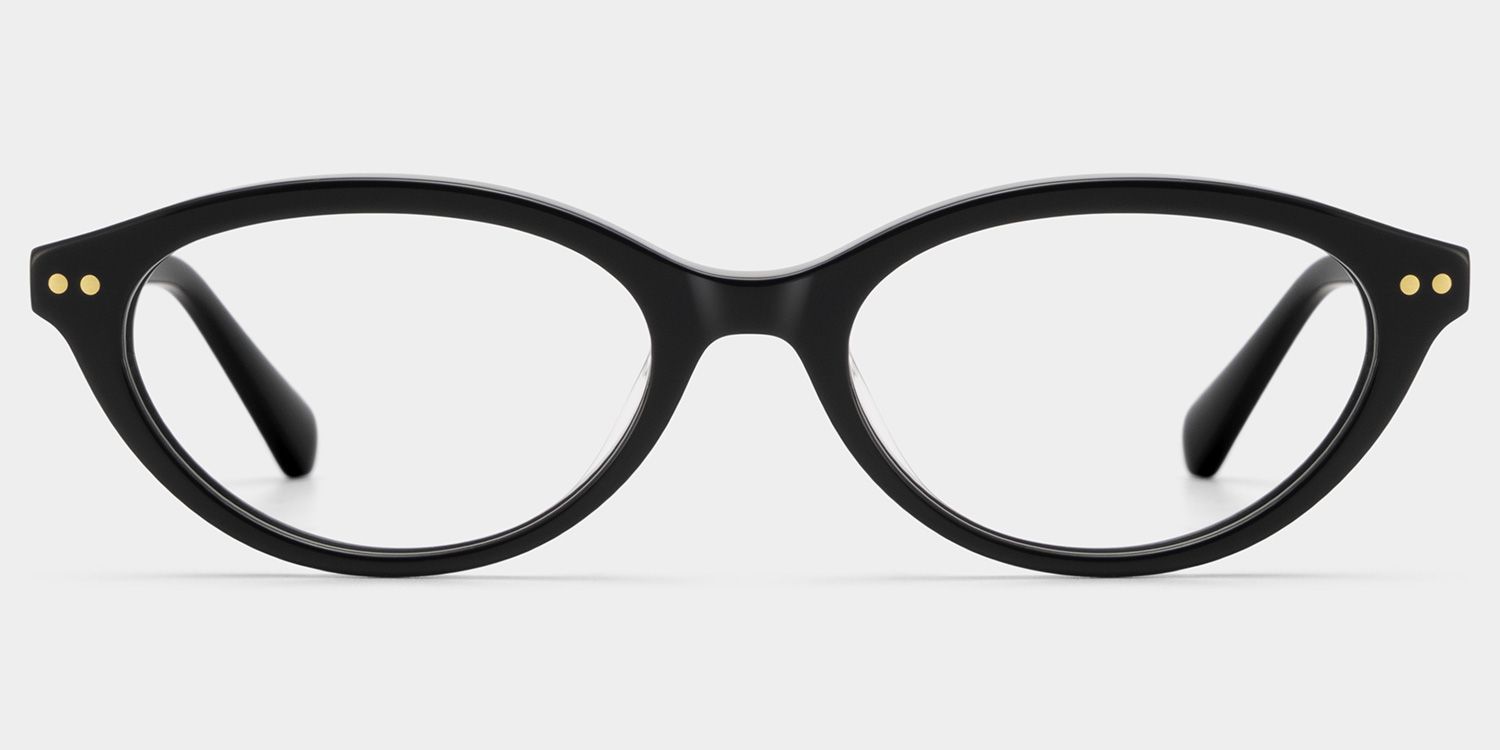 Ashby Black Oval-Frame Glasses | Slim Varsity Style0