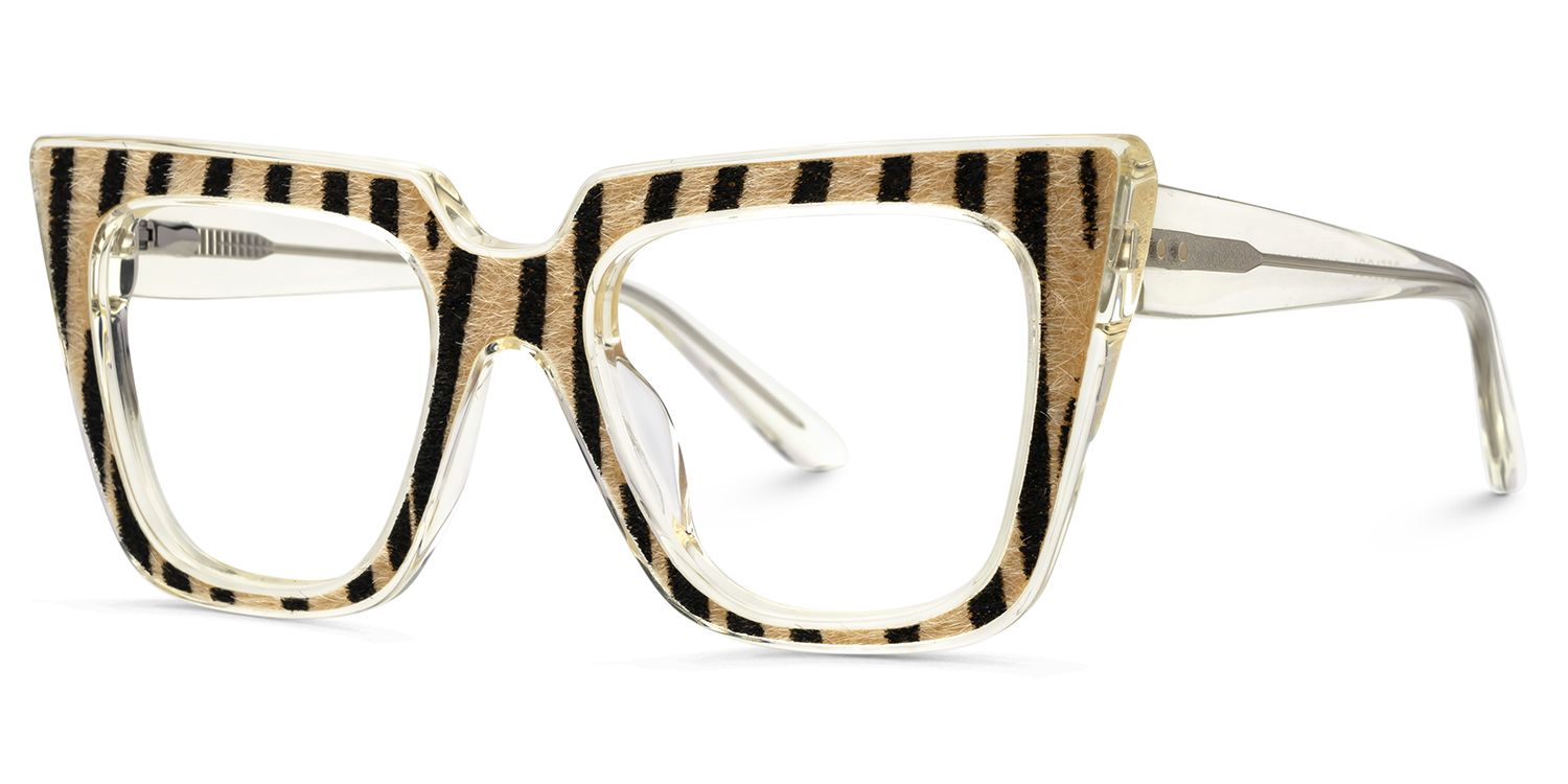 Tiger Print Glasses Frames With Clear Temple3