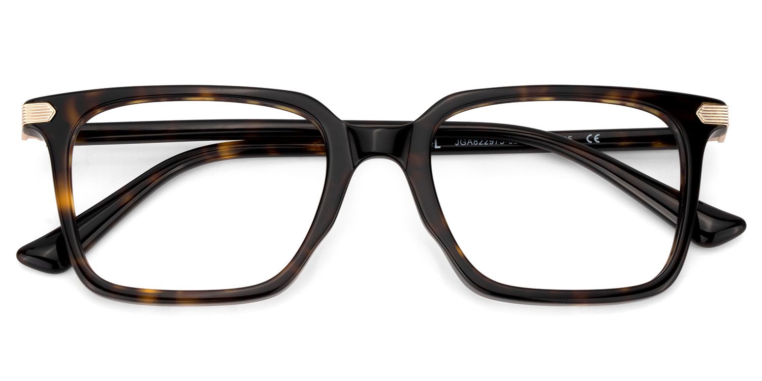 Thin Rectangle Glasses Frames in Tortoise Color2