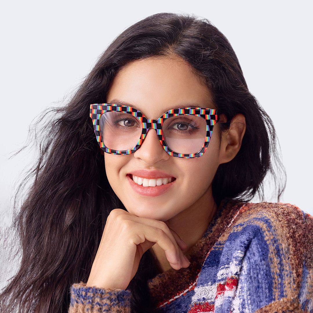 Malcolm Large Square Nerdy Glasses with Pure Black Arms7