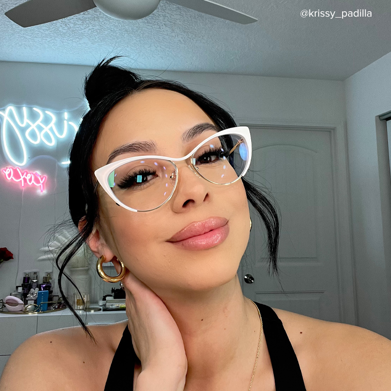 Ellen Cateye White Wire Frame Glasses and Eyeglasses10