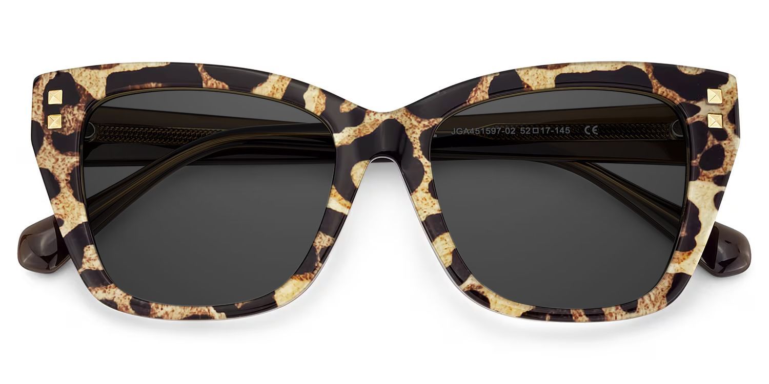Tessia Brown Leopard Square Polarized Sunglasses for Driving | ZEELOOL CA1