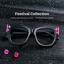 Minfia Black Square Glasses0