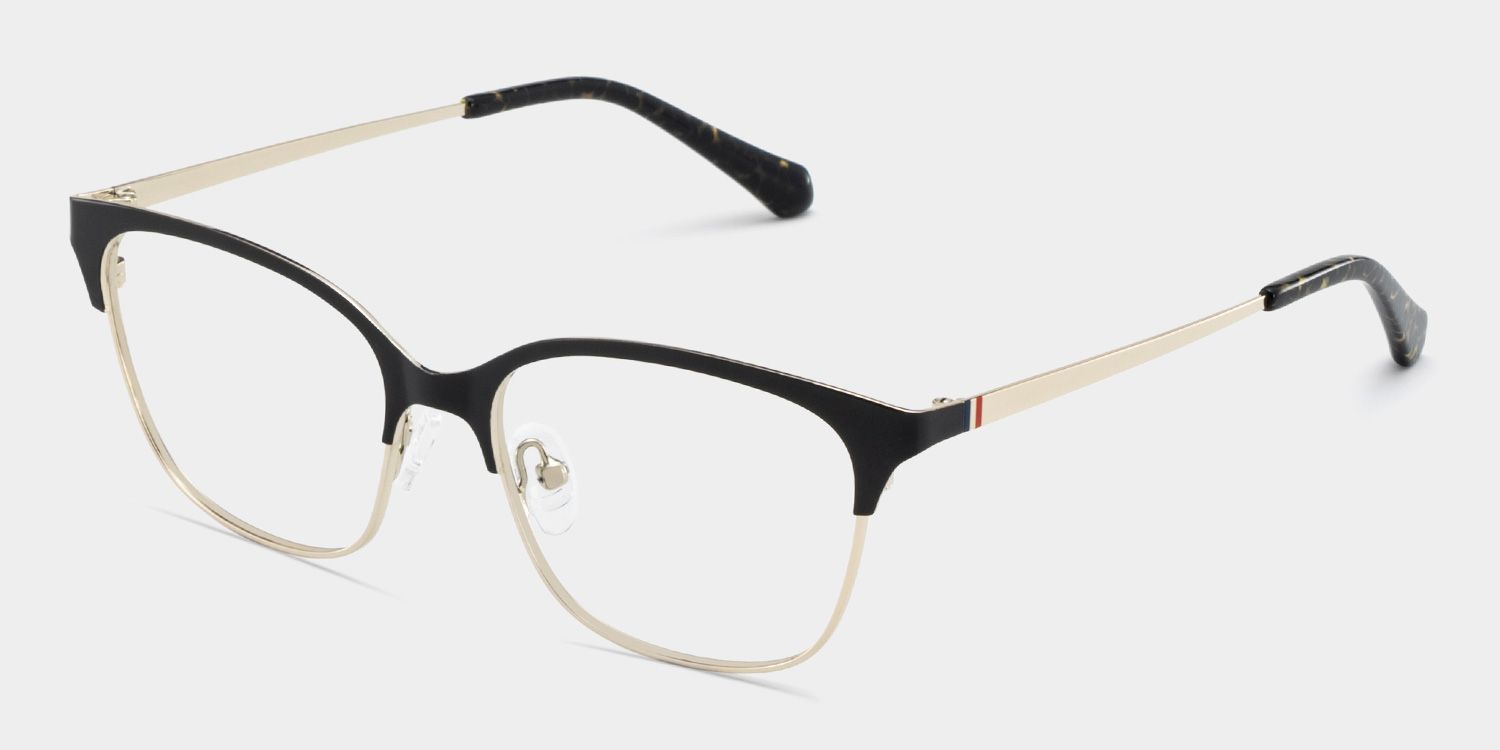 Vera Black Gold Frame Glasses with Browline Frame Online | ZEELOOL3