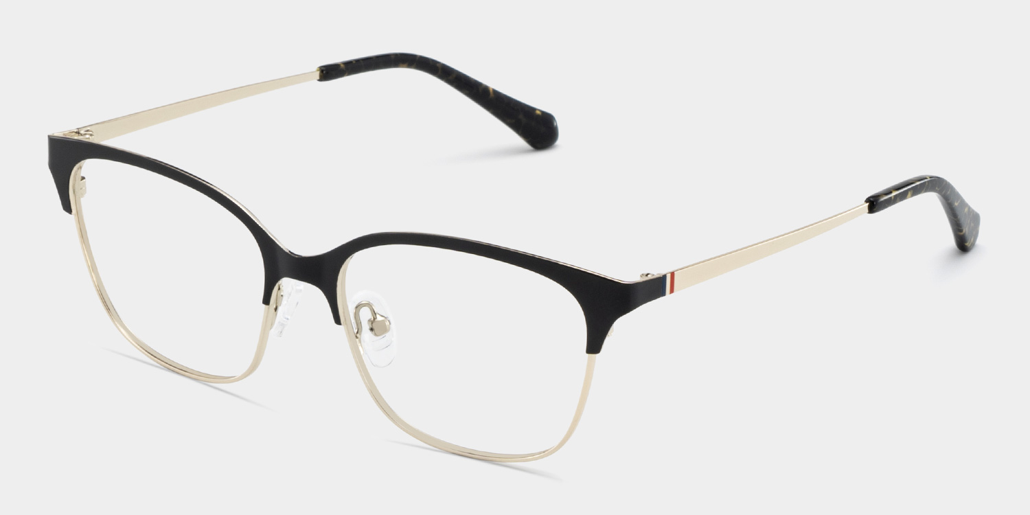 Vera Black Gold Frame Glasses with Browline Frame Online | ZEELOOL3