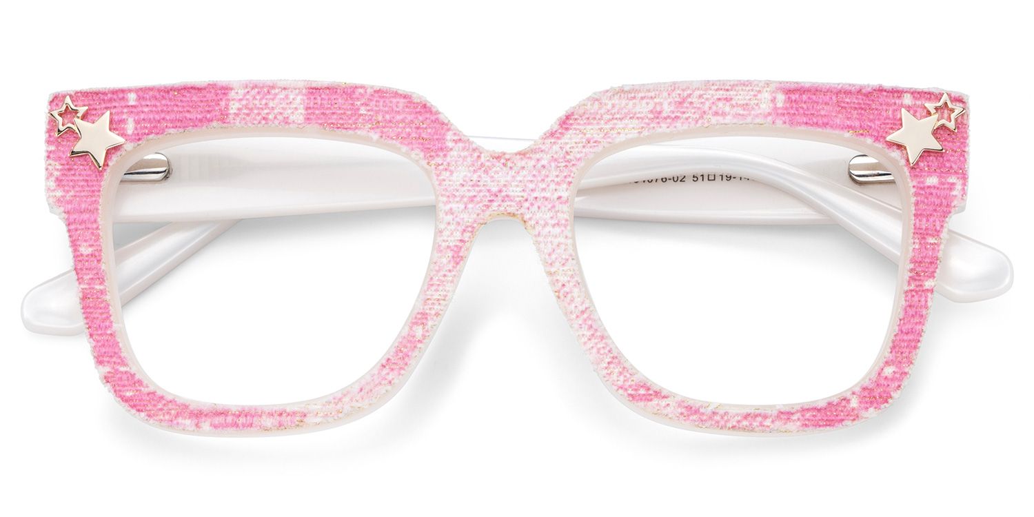 Teresita Thick Pink Denim Glasses in Square Design | ZEELOOL Canada2