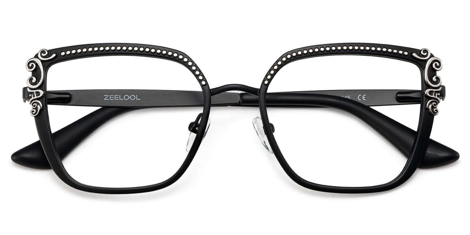 Women's Black Frame Glasses in Square Shape2