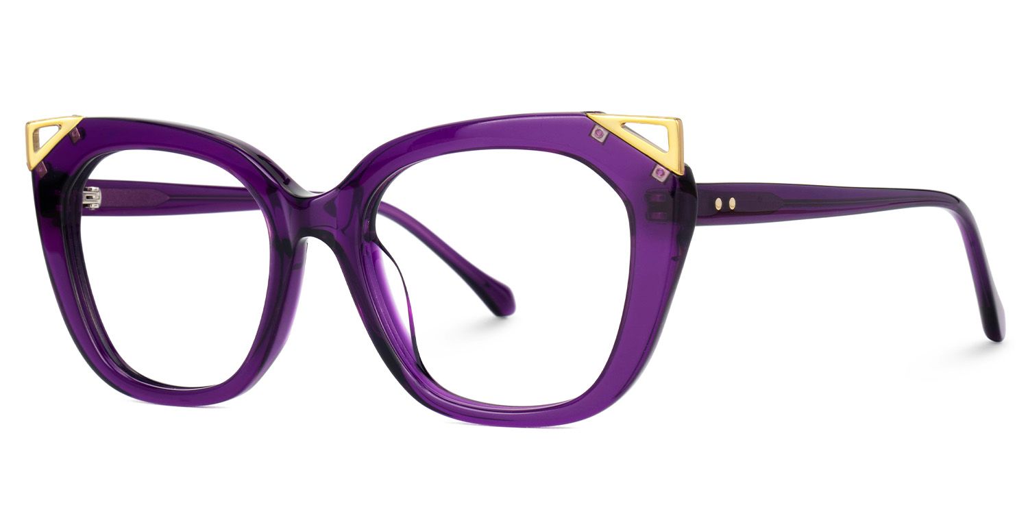 Hellena Cateye Clear Purple Glasses Frames for Ladies | ZEELOOL Canada1